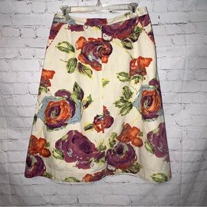 J. Jill A-Line Skirt with Floral Design - Cream and Multicolor